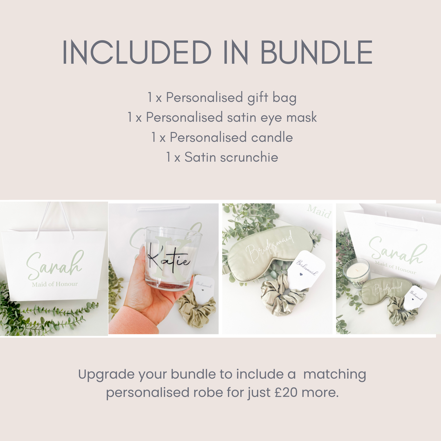 Personalised gift bag bundle - Sage Green