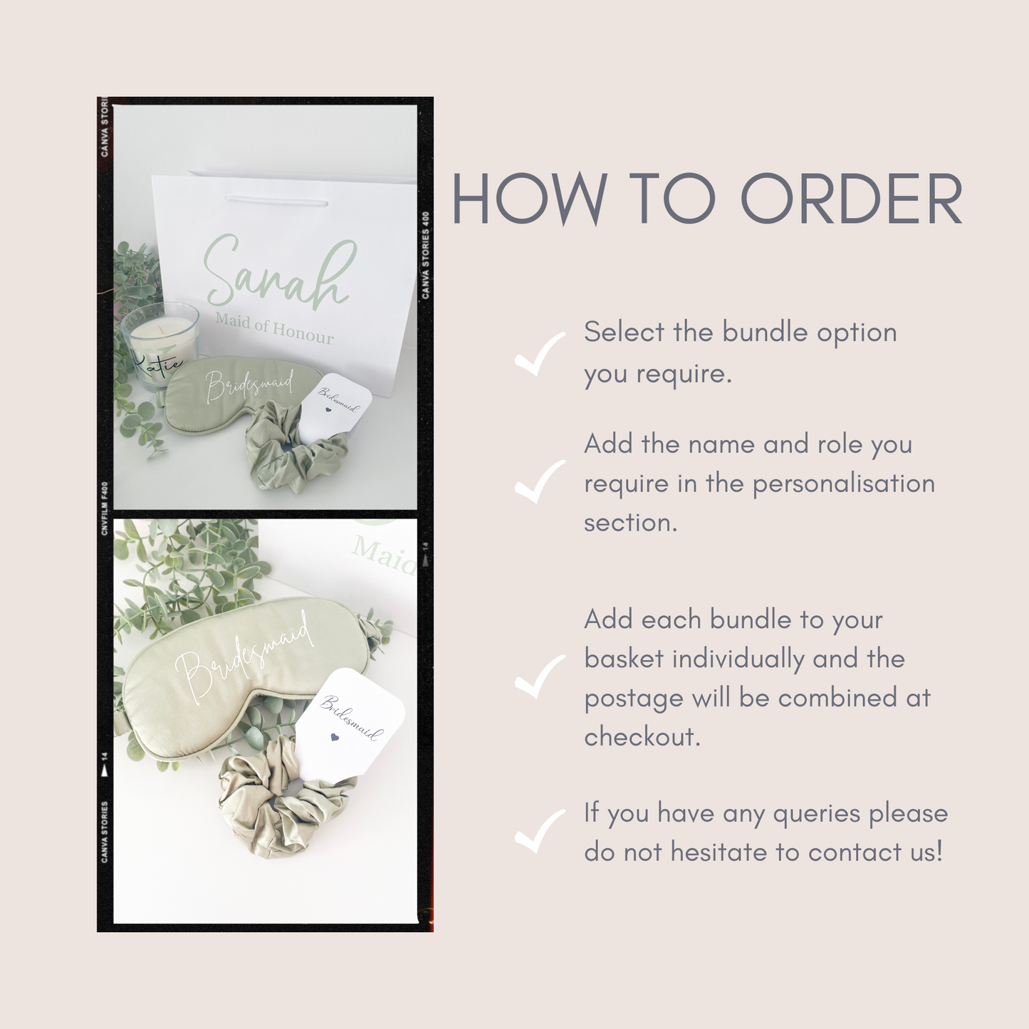 Personalised gift bag bundle - Sage Green