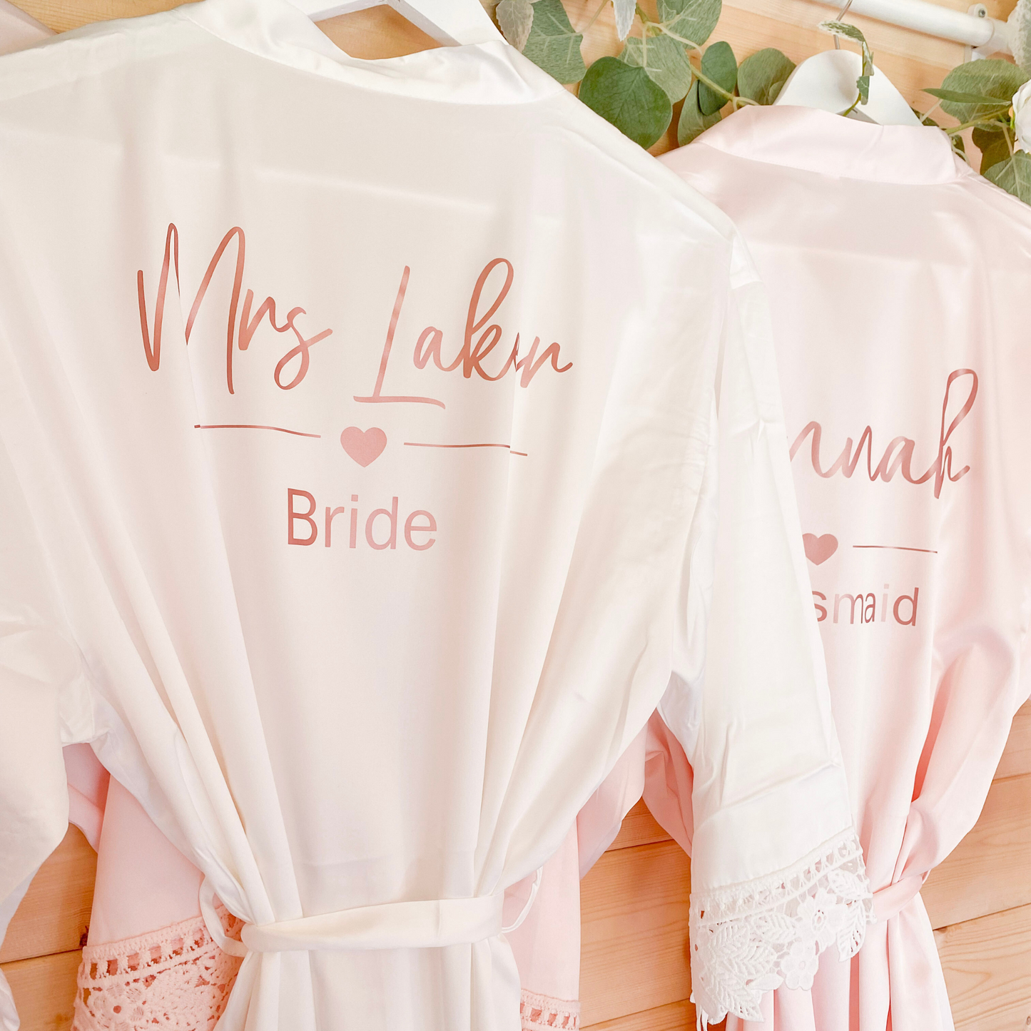 Bridal Party Robe with heart - Blush