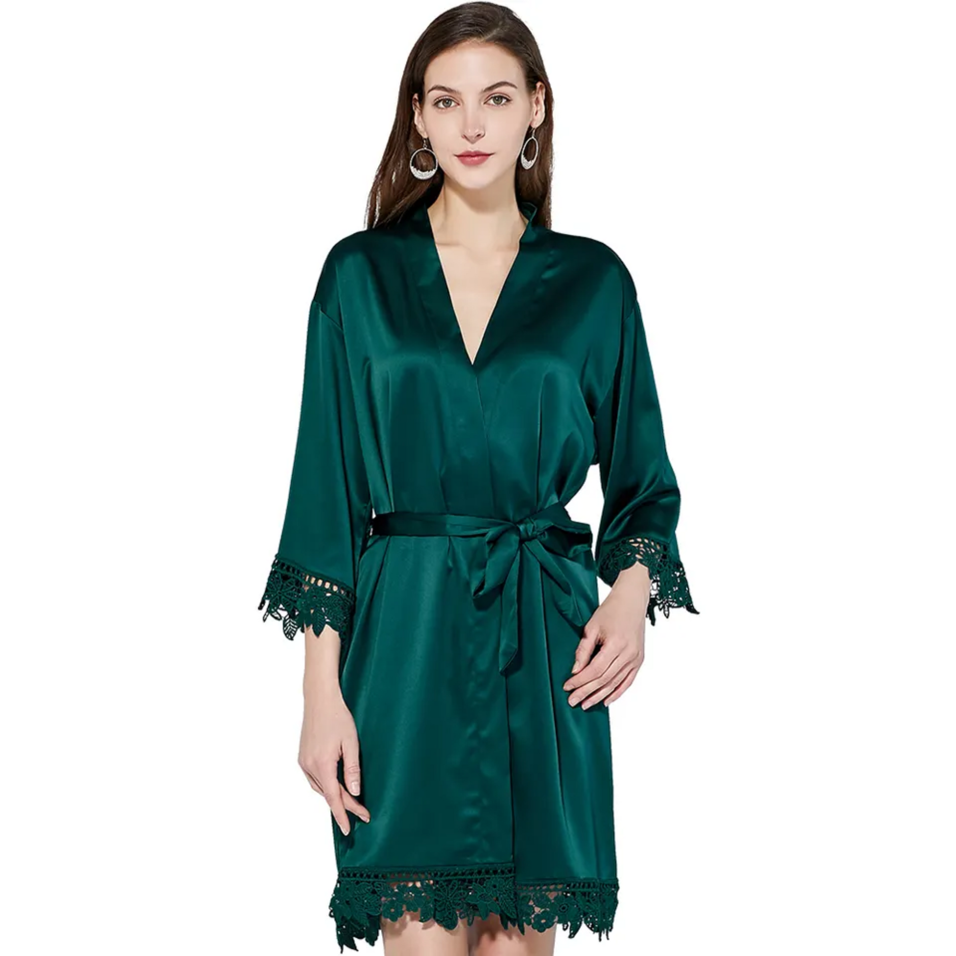 forest green dressing gown for wedding morning