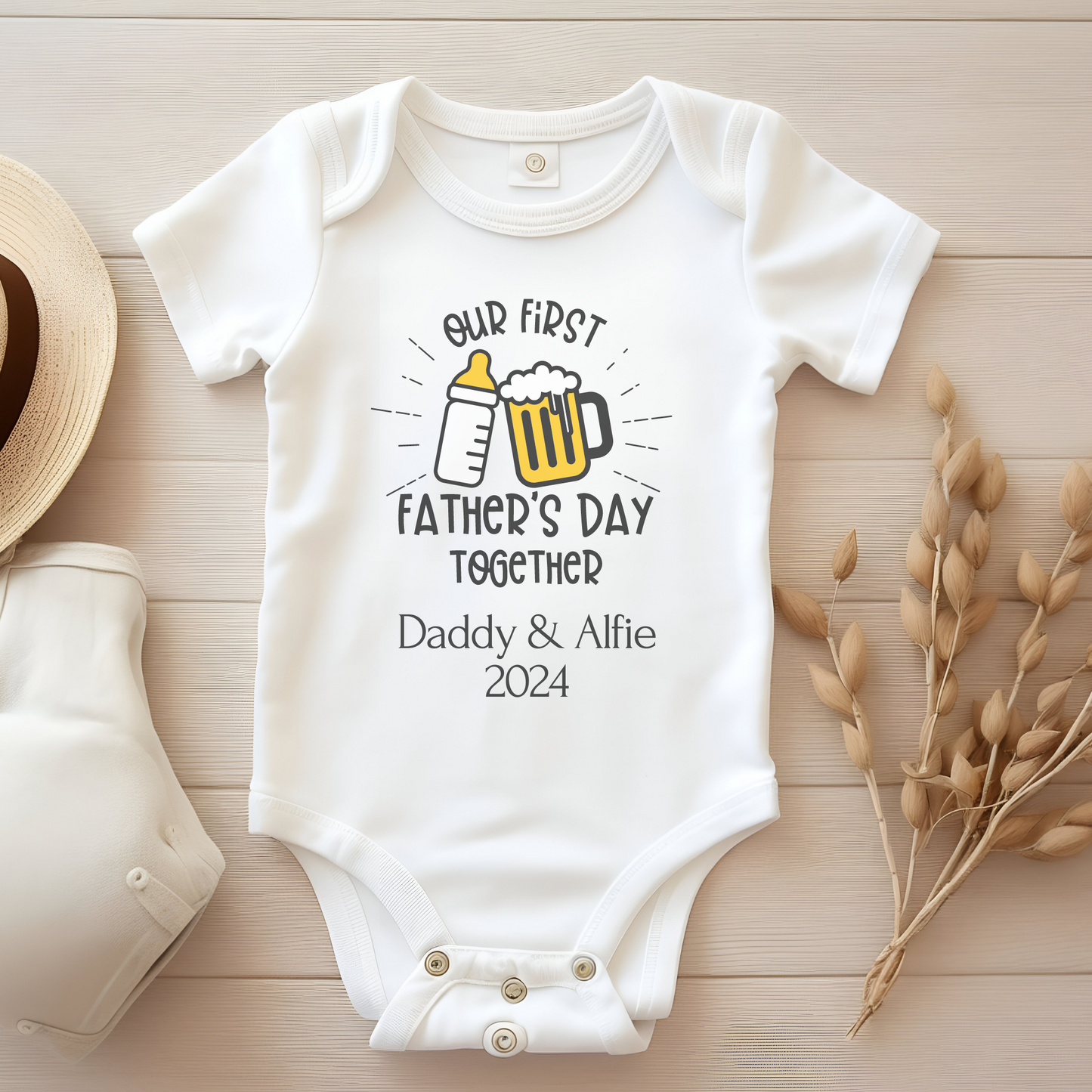 Our First Fathers Day Bodysuit - Bottle Design