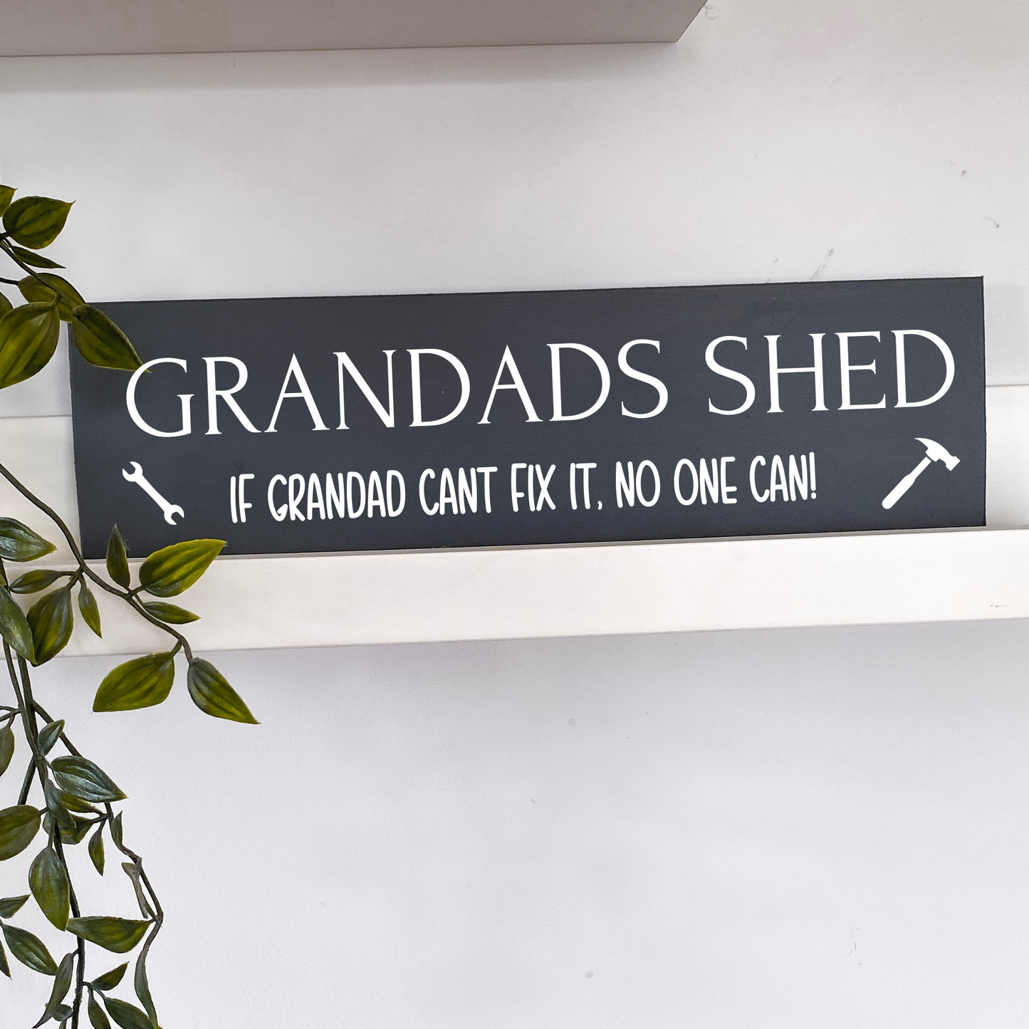 grey personalised sign for grandads shed