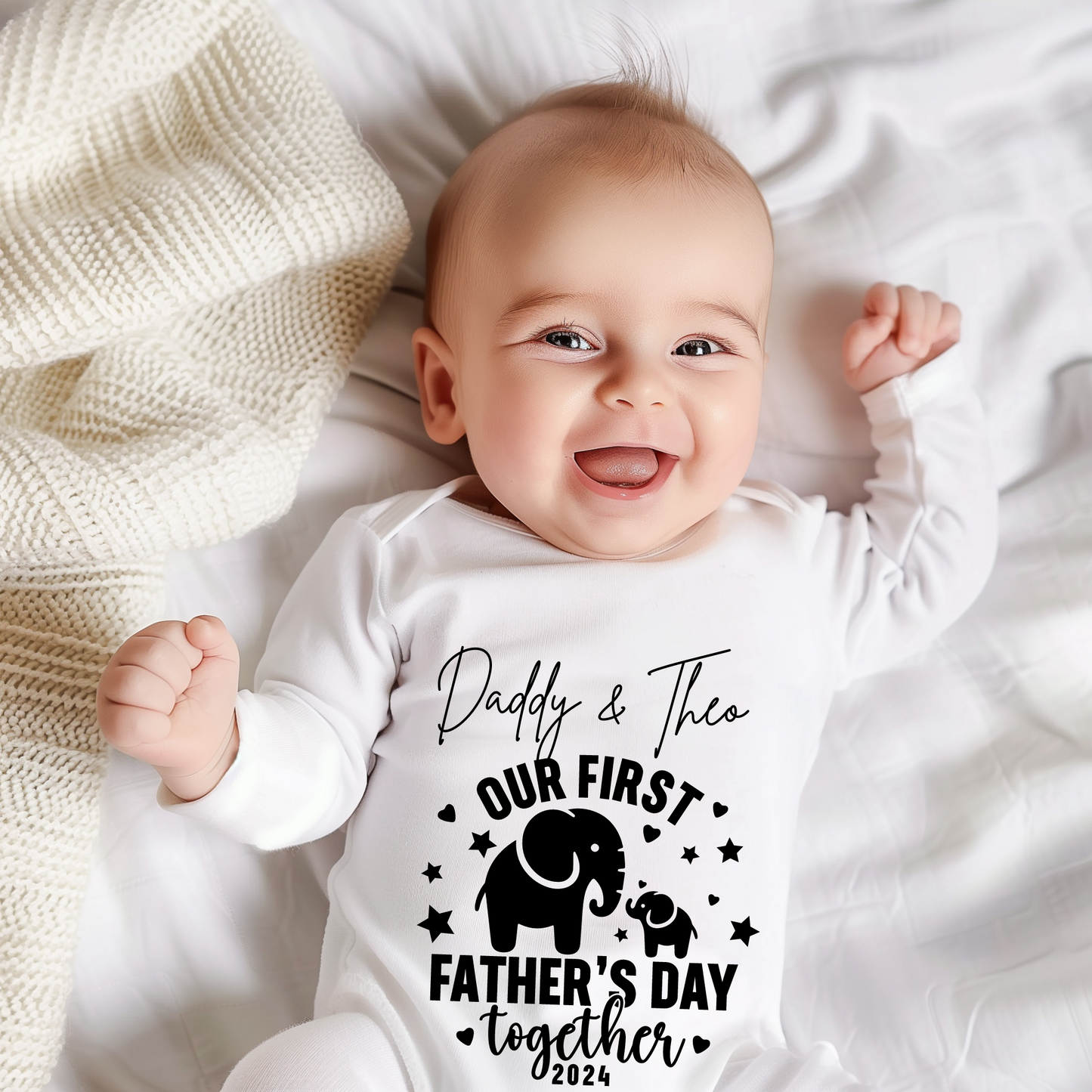 Our First Fathers Day Bodysuit - Elephant Design