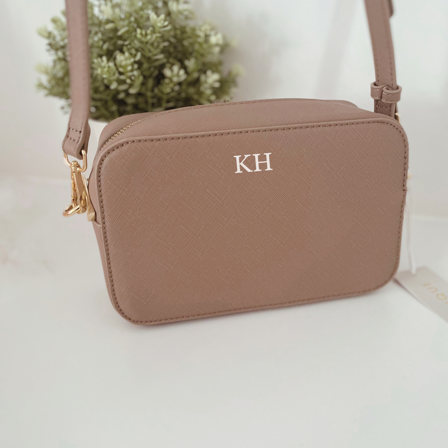 Cross-body PU Leather Handbag - Taupe