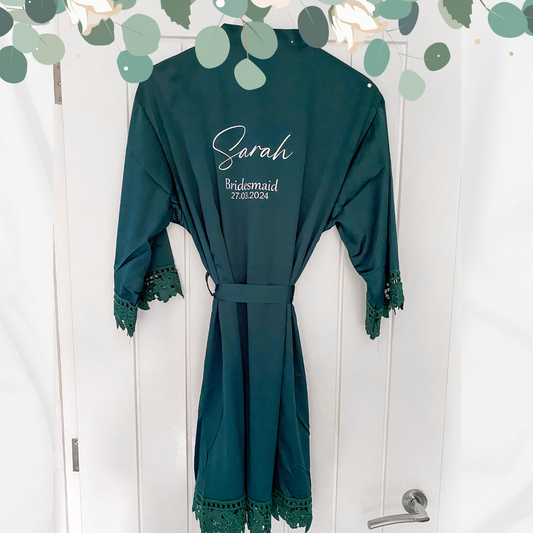 forest green personalised bridesmaid robe