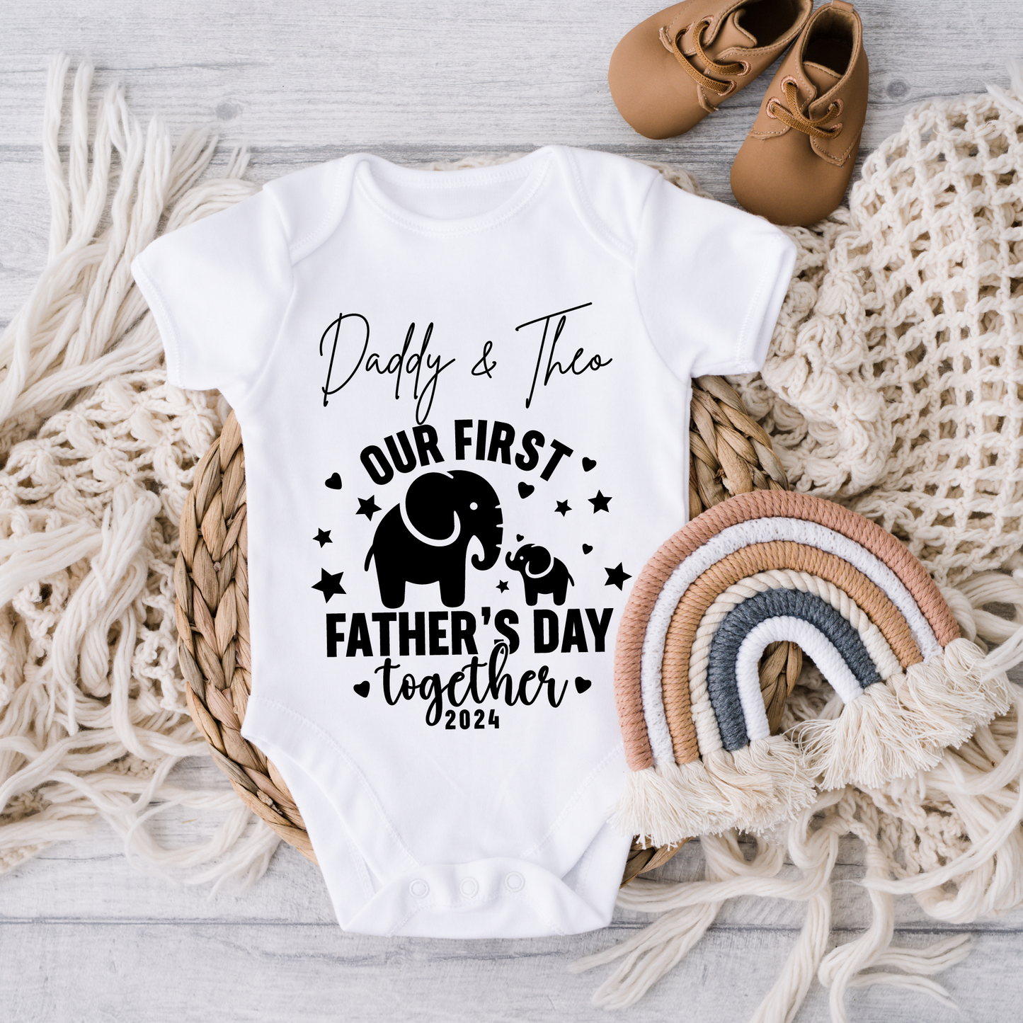 Our First Fathers Day Bodysuit - Elephant Design