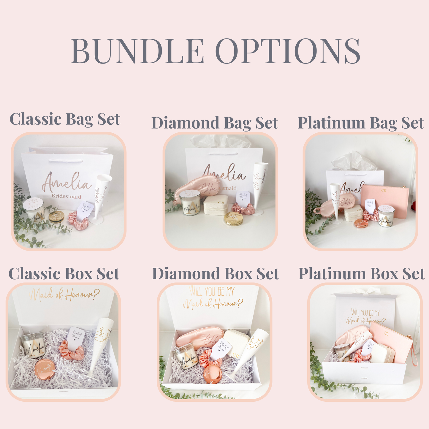 Bridal party gift bag/box set - Blush Pink