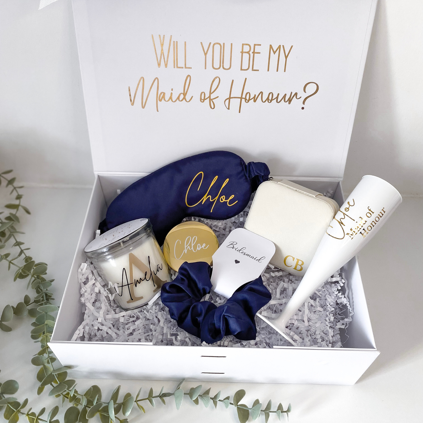 Bridal party gift bag/box set - Navy Blue