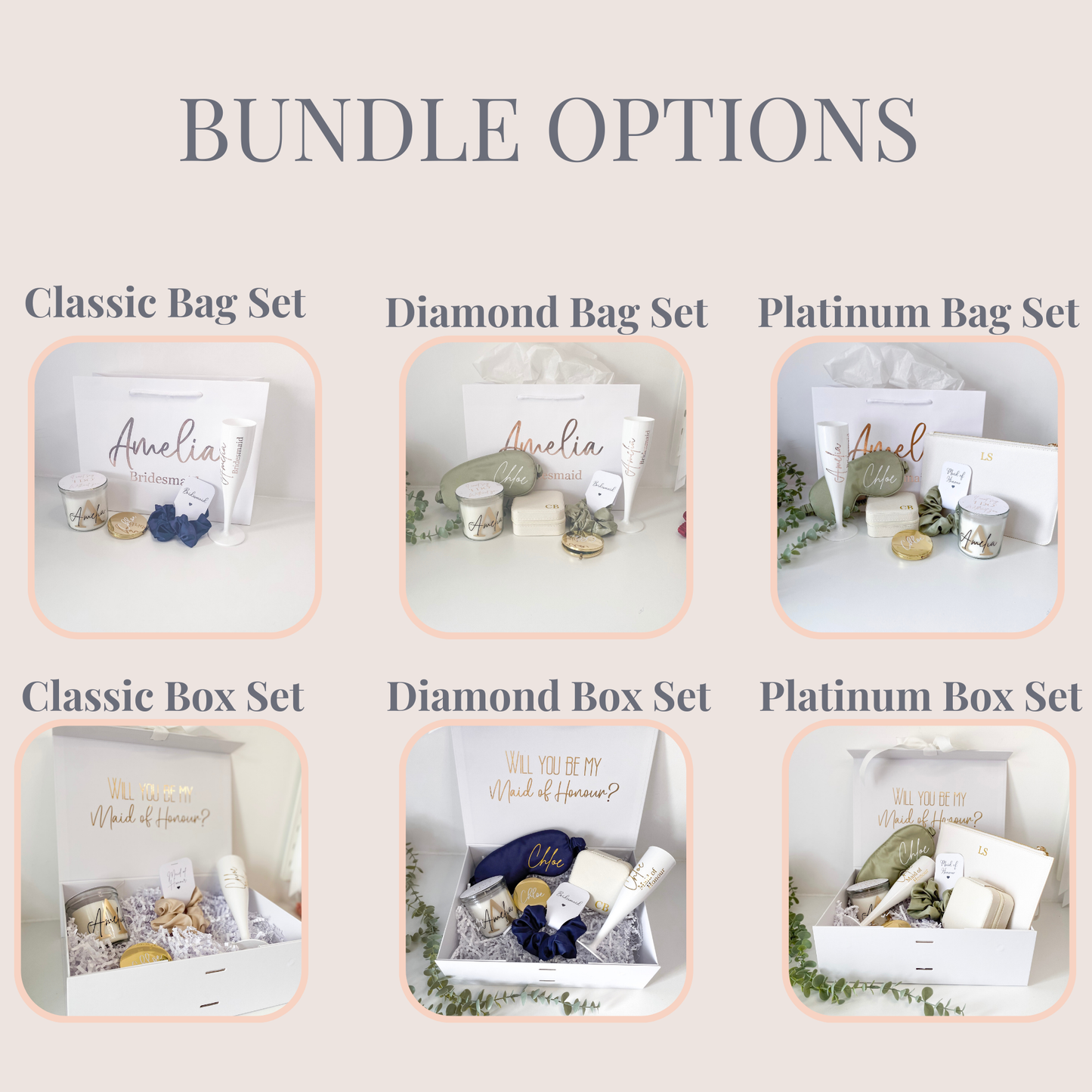 Bridal party gift bag/box set - Sage Green