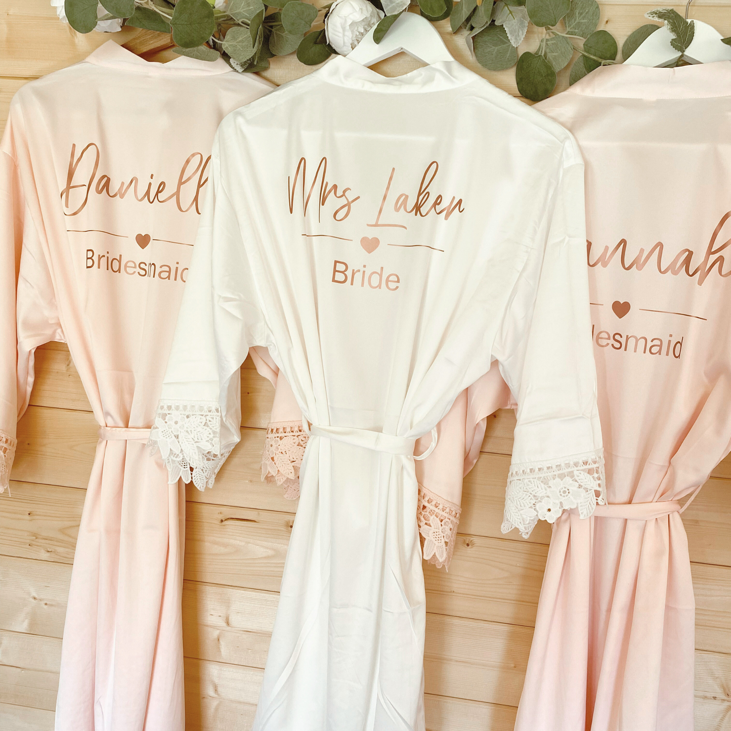 Bridal Party Robe with heart - Blush