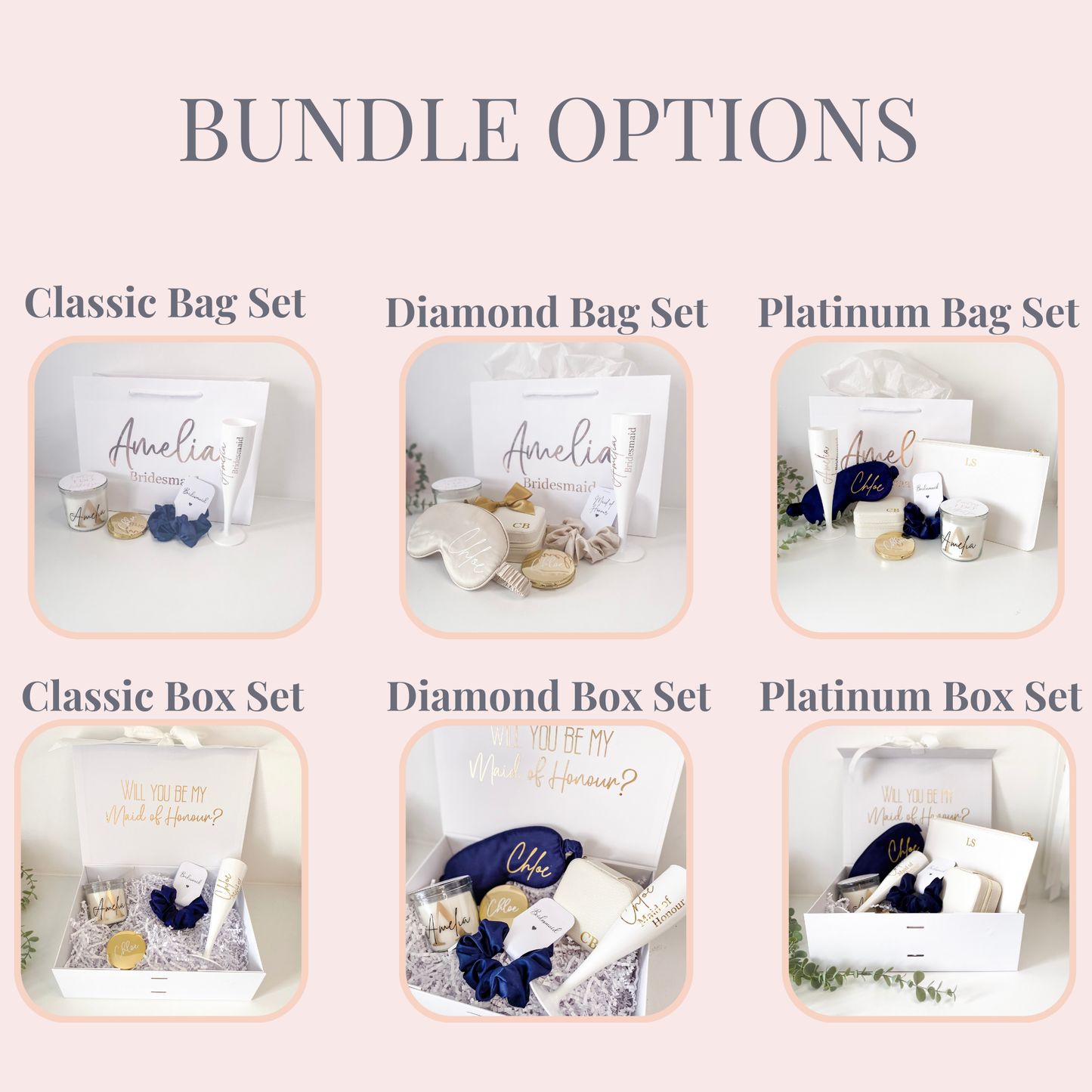 Bridal party gift bag/box set - Navy Blue