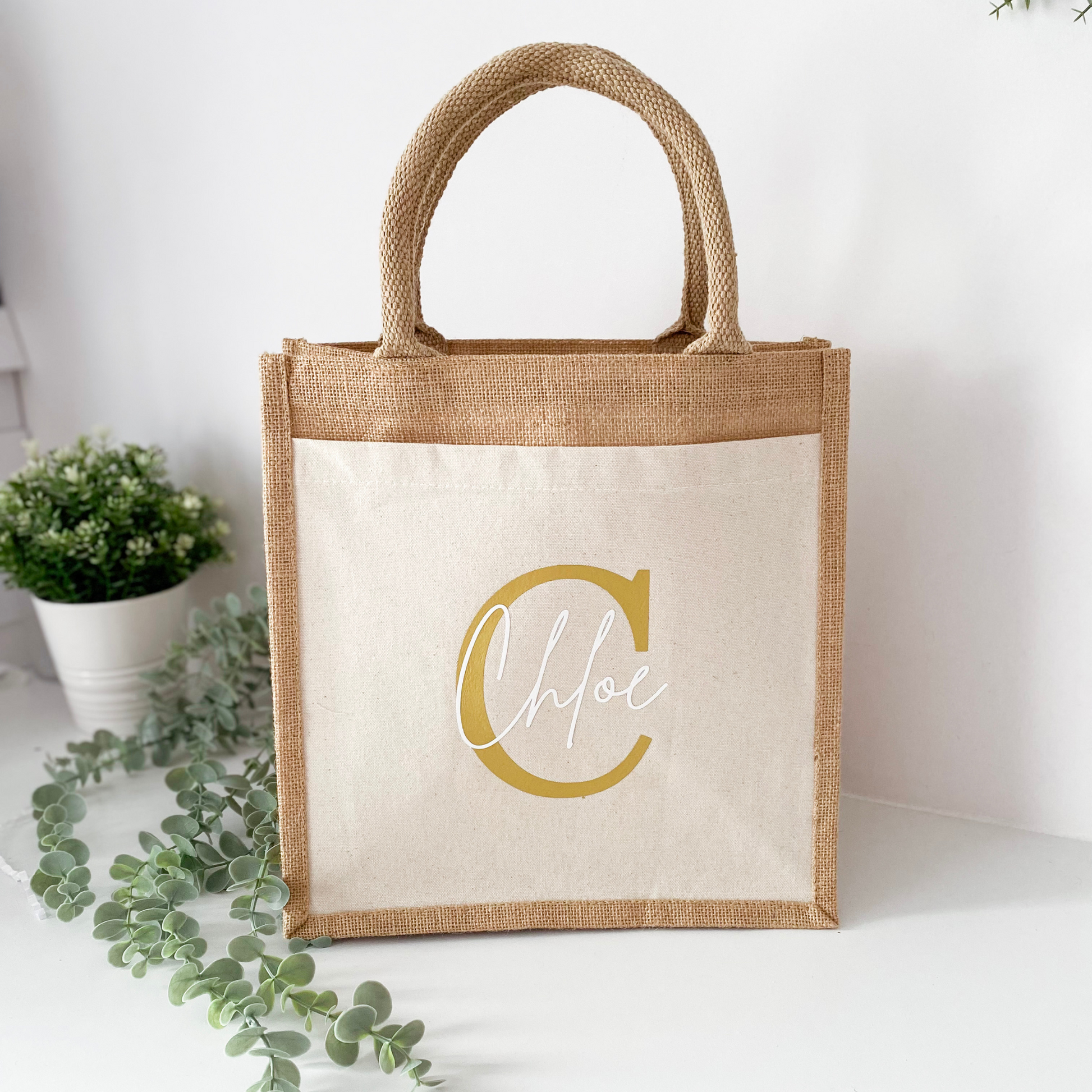 hen party tote bag with name and initial