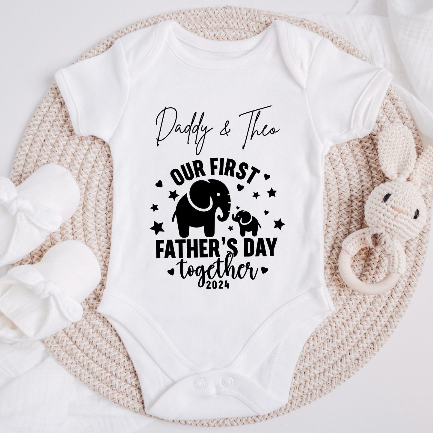 Our First Fathers Day Bodysuit - Elephant Design