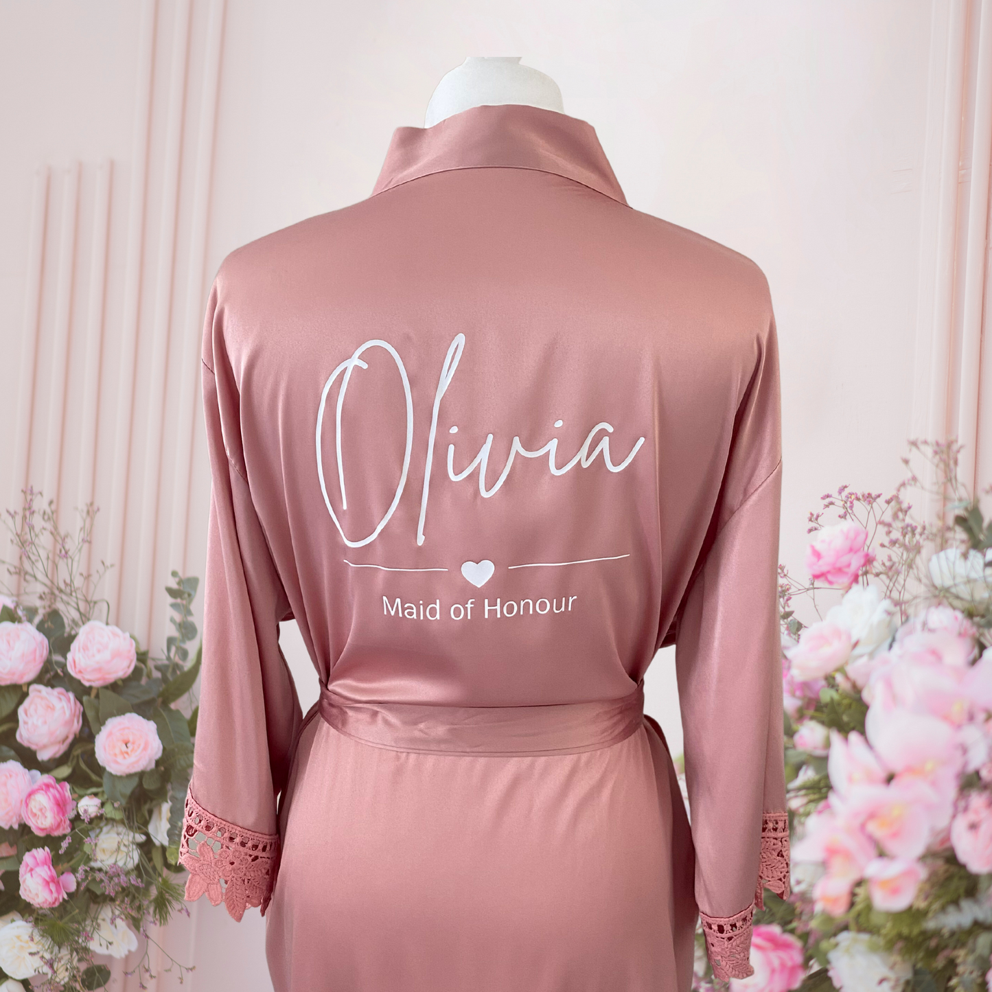 dusty pink personalised bridesmaid robe