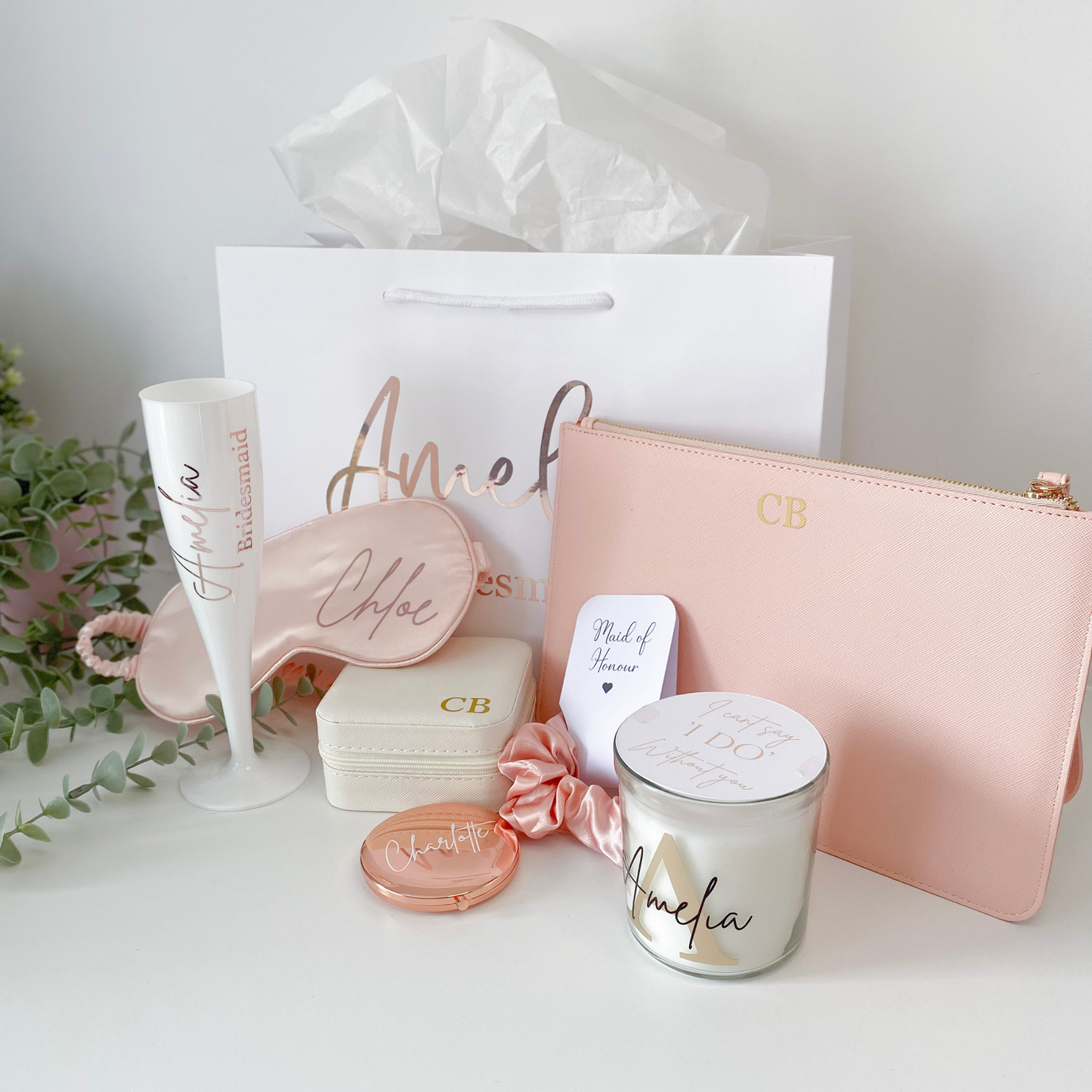 Bridal party gift bag/box set - Blush Pink