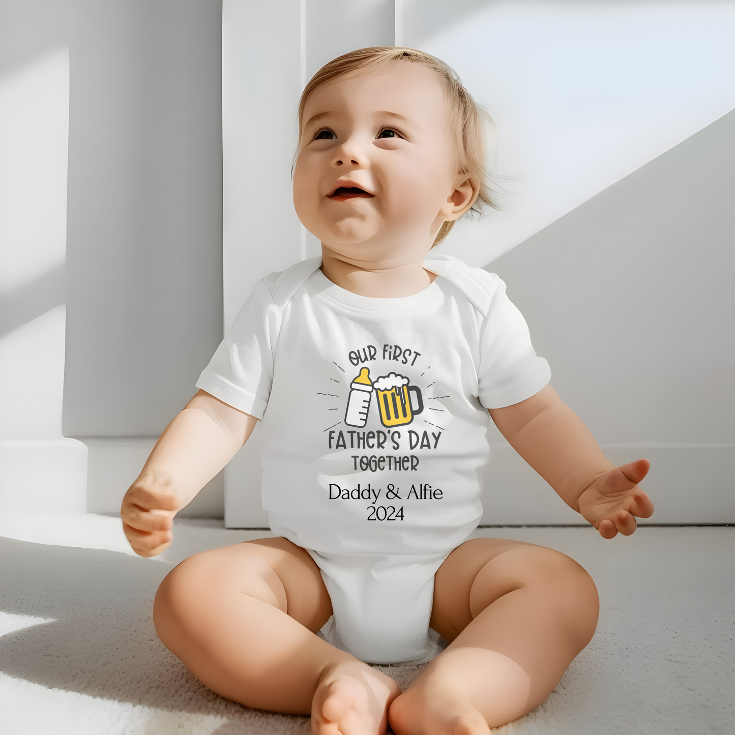 Our First Fathers Day Bodysuit - Bottle Design