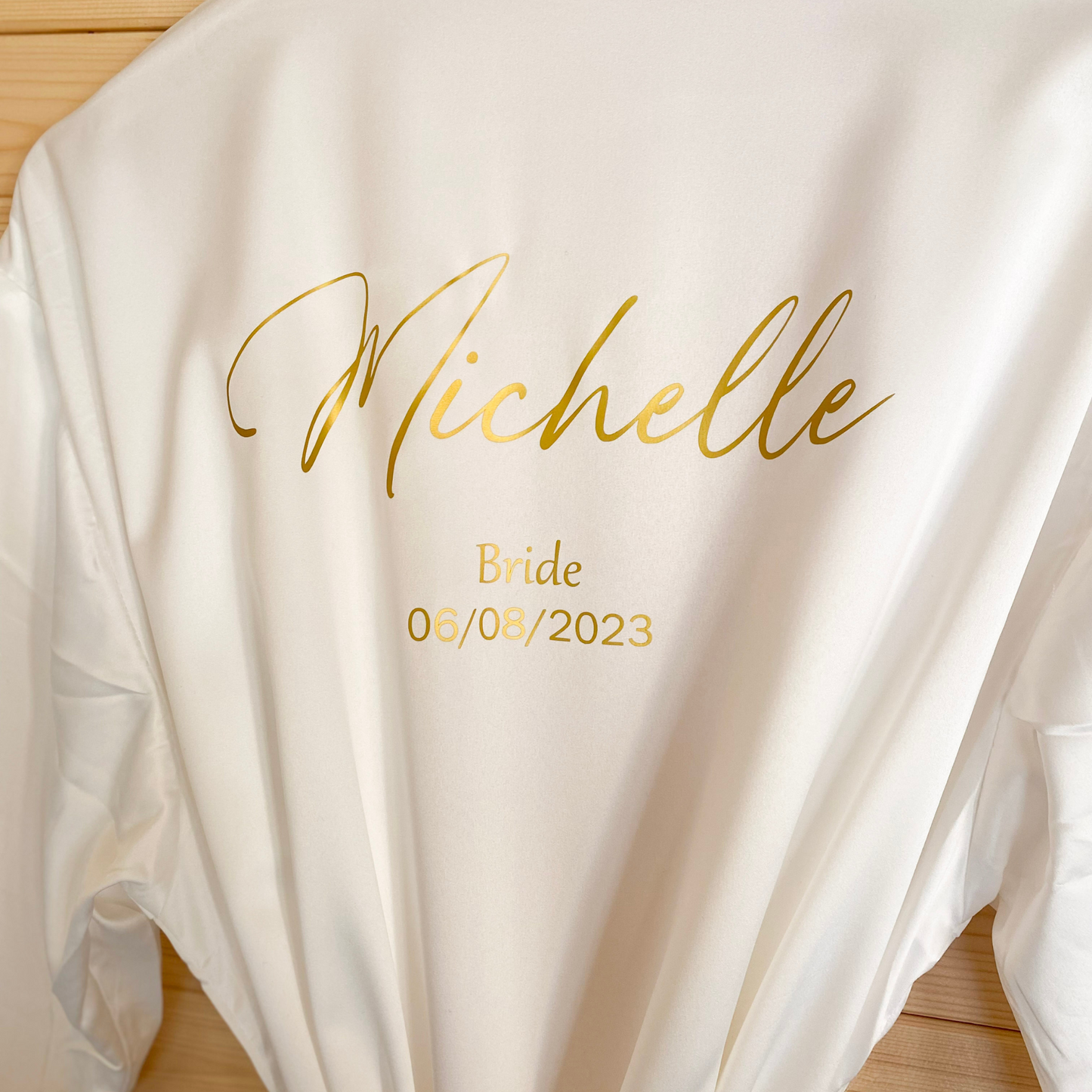 white personalised dressing gown for bride