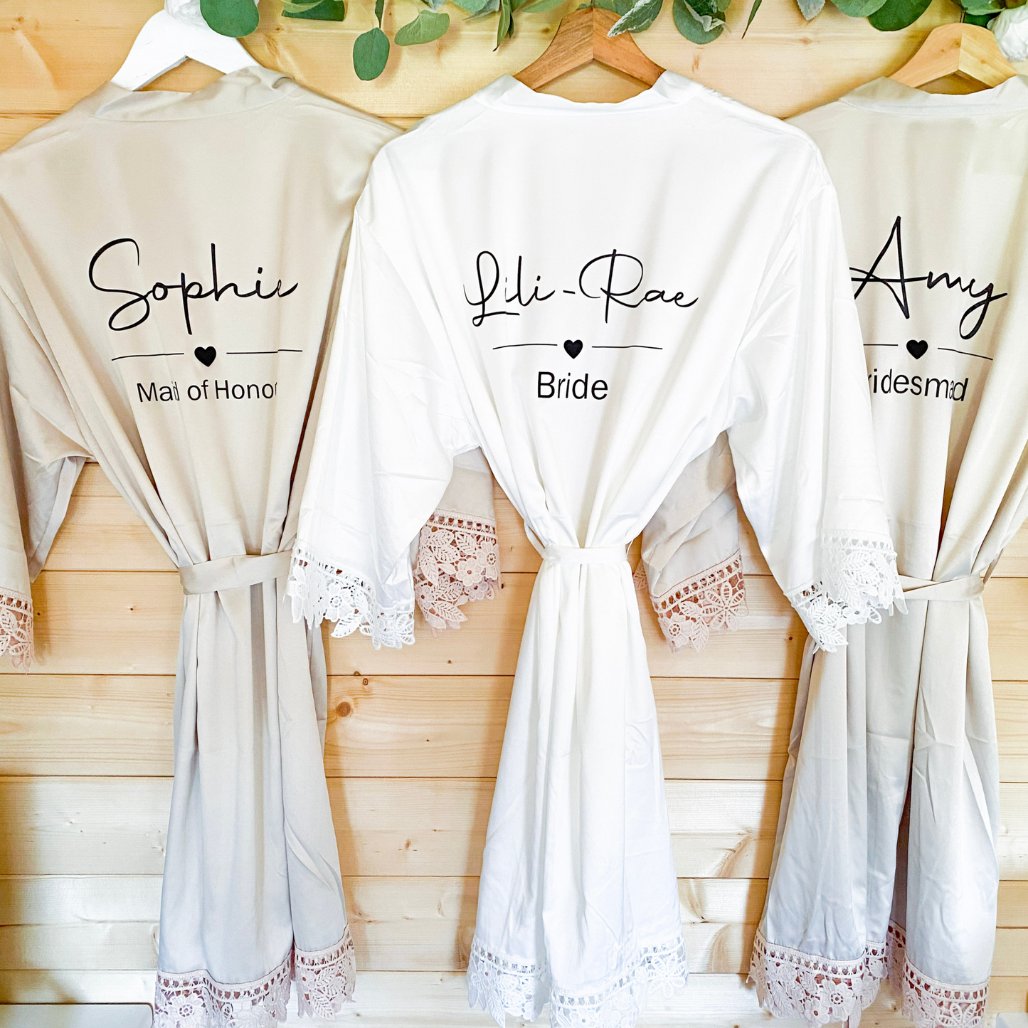 Bridal party robe with heart - Champagne