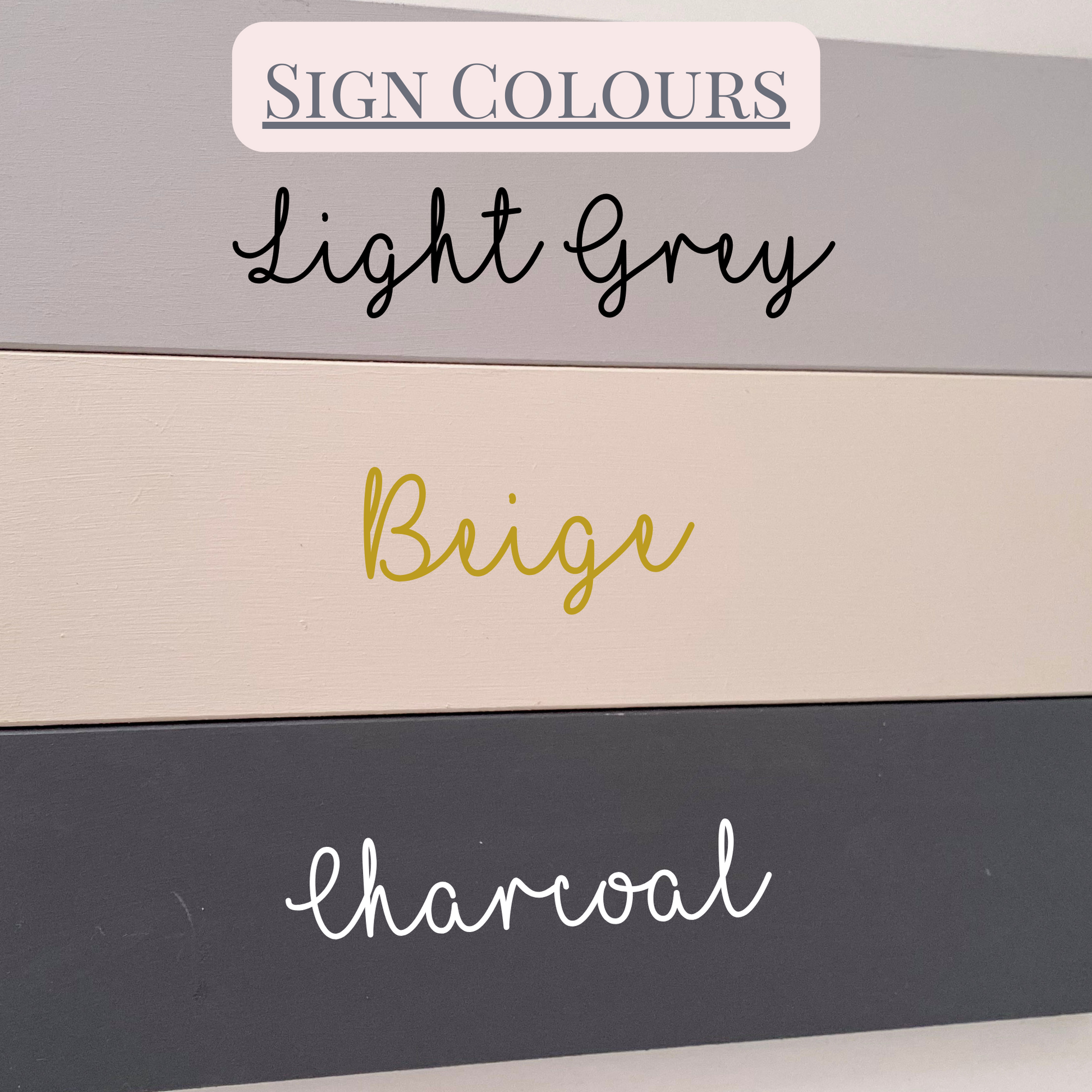 personalsied wooden family signs - available in 3 colours colours of hand painted wood