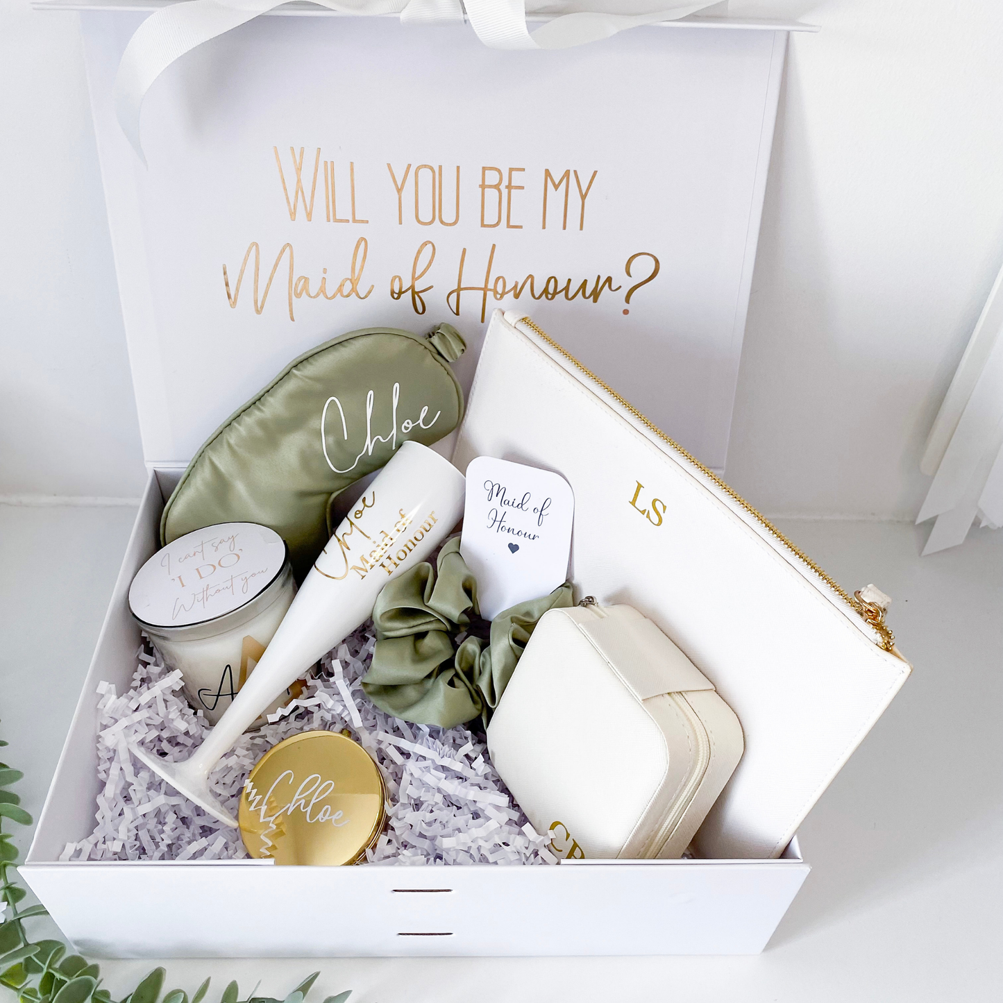 Bridal party gift bag/box set - Sage Green