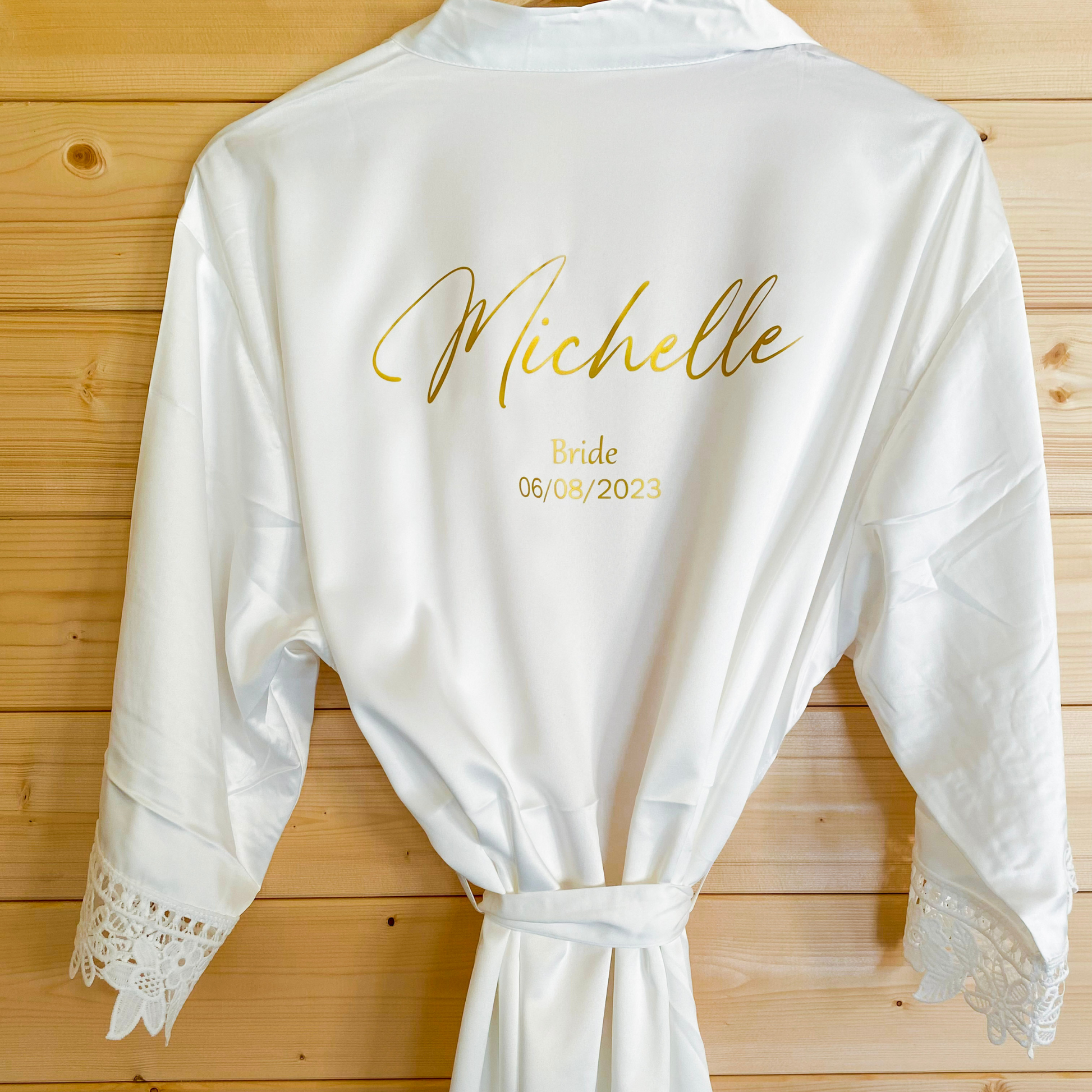 personalised satin robe for bride