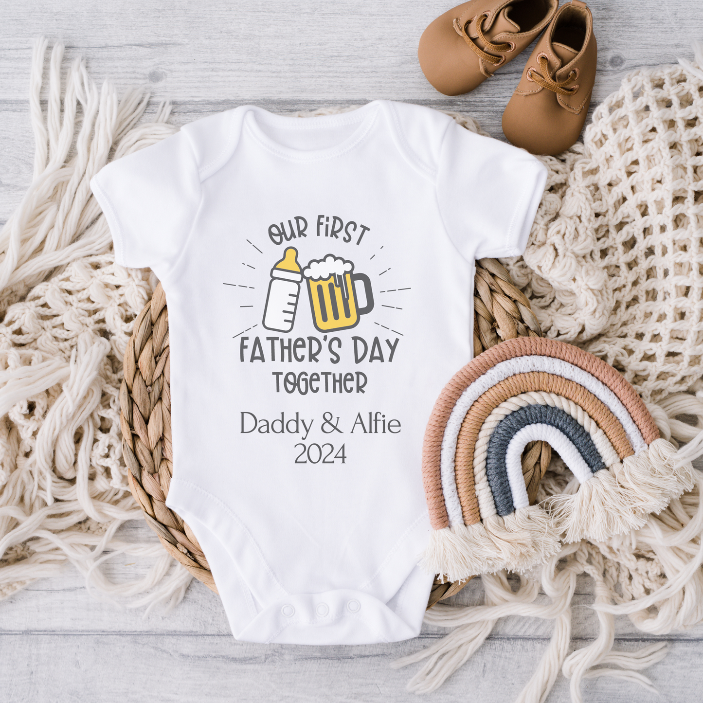 Our First Fathers Day Bodysuit - Bottle Design