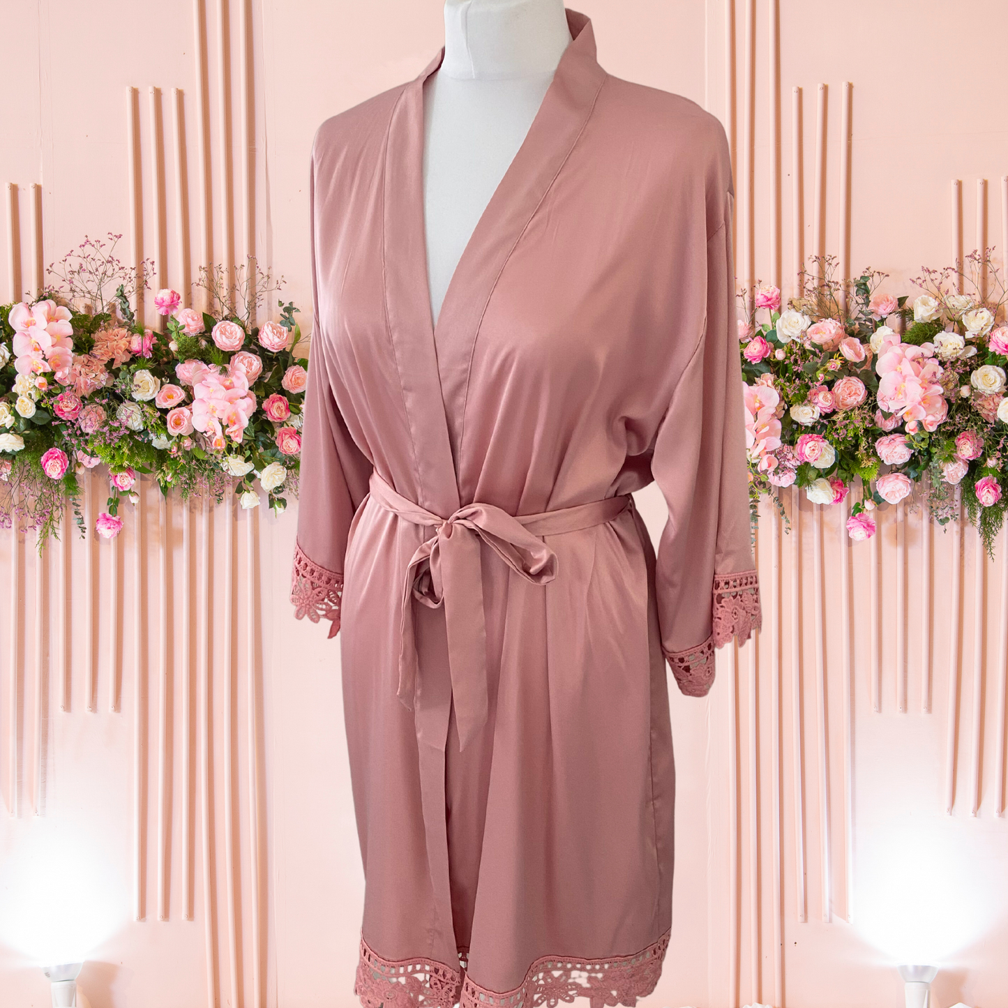 personalised pink bridesmaid silk robe