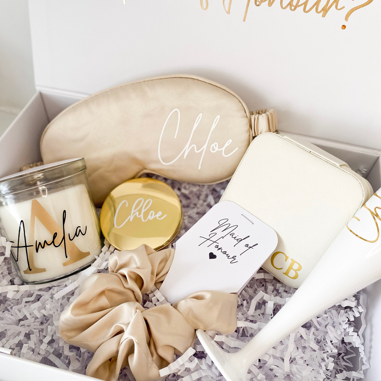 Bridal party gift bag/box set - Champagne Gold