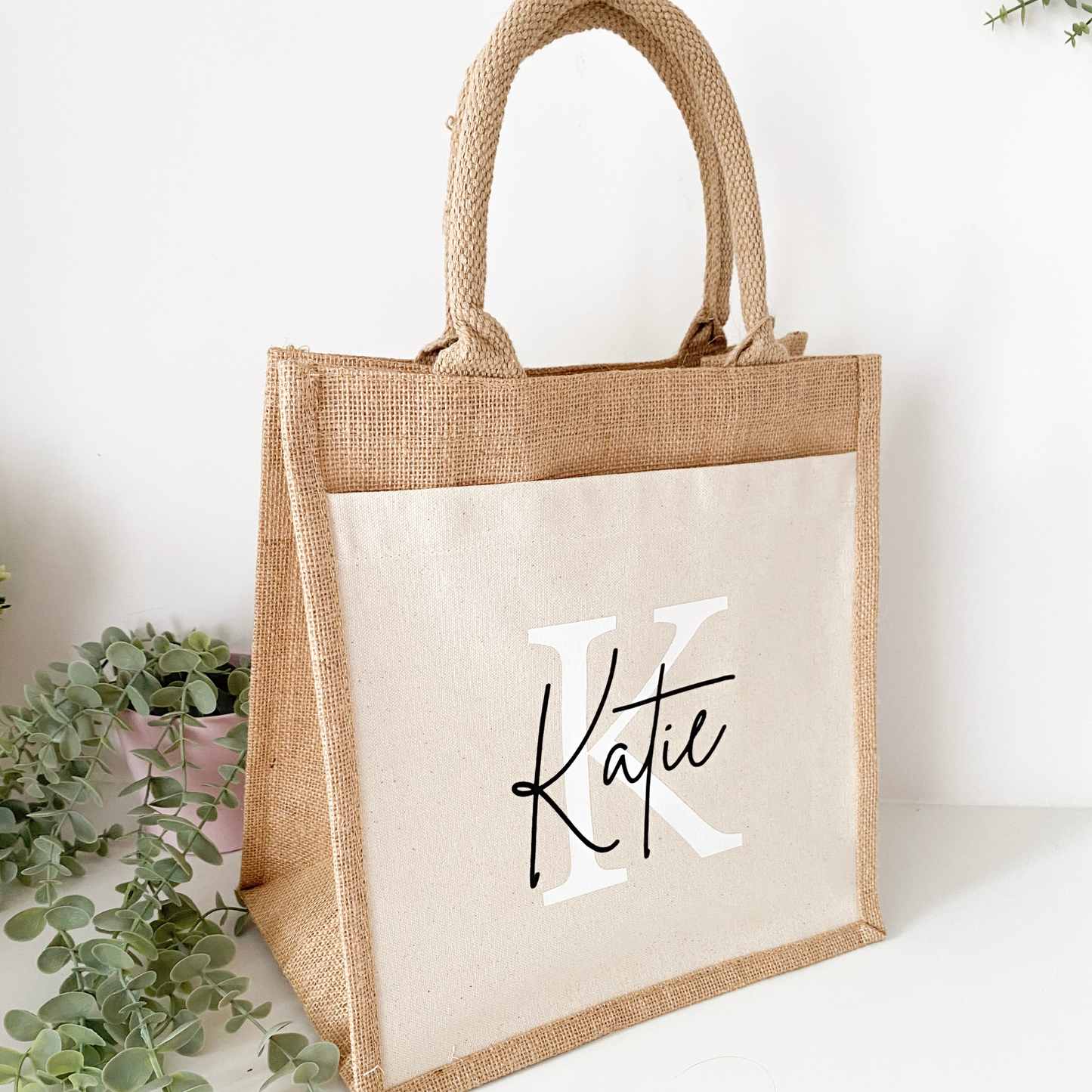 bridesmaid tote bag with initial