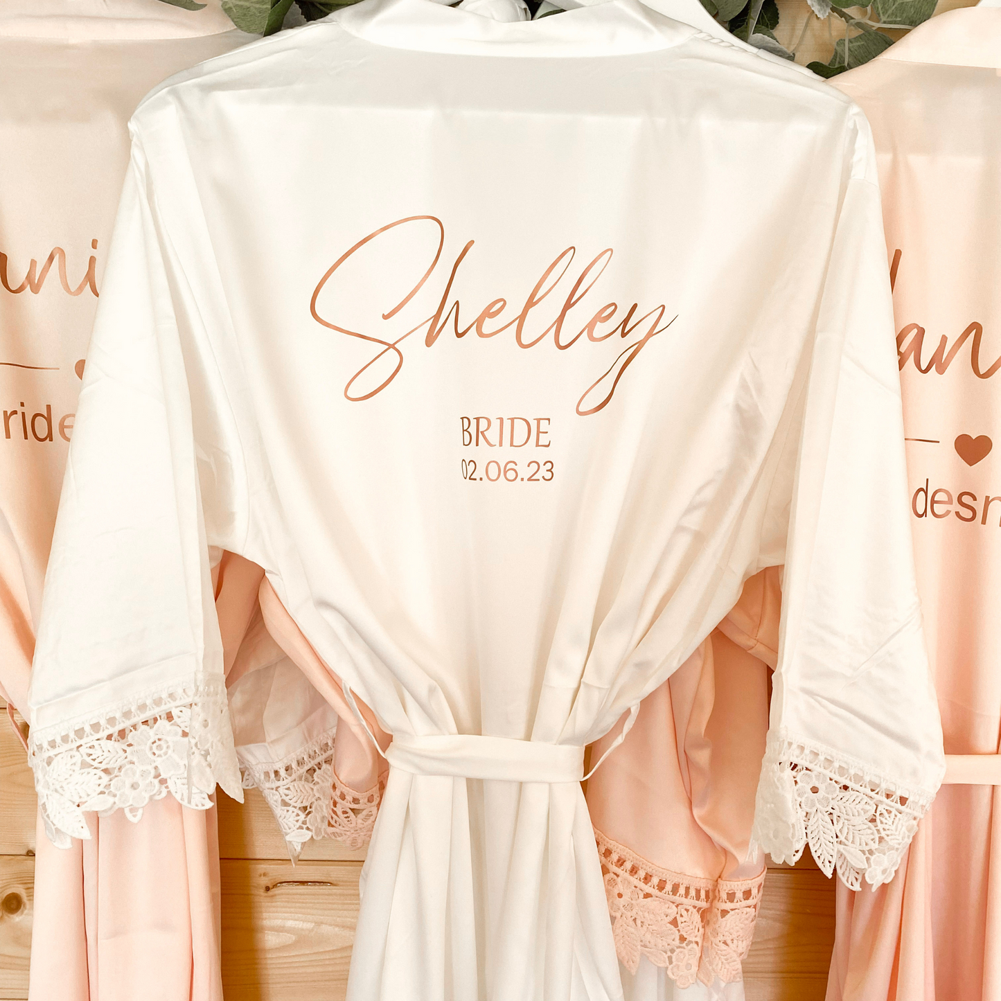 Blush Bridal Party Robe with Date