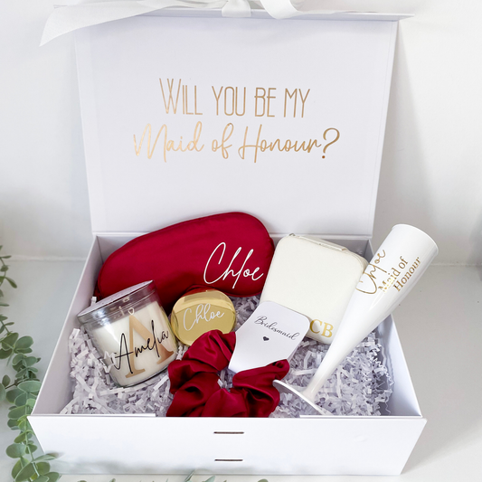 Bridal party gift bag/box set - Burgundy