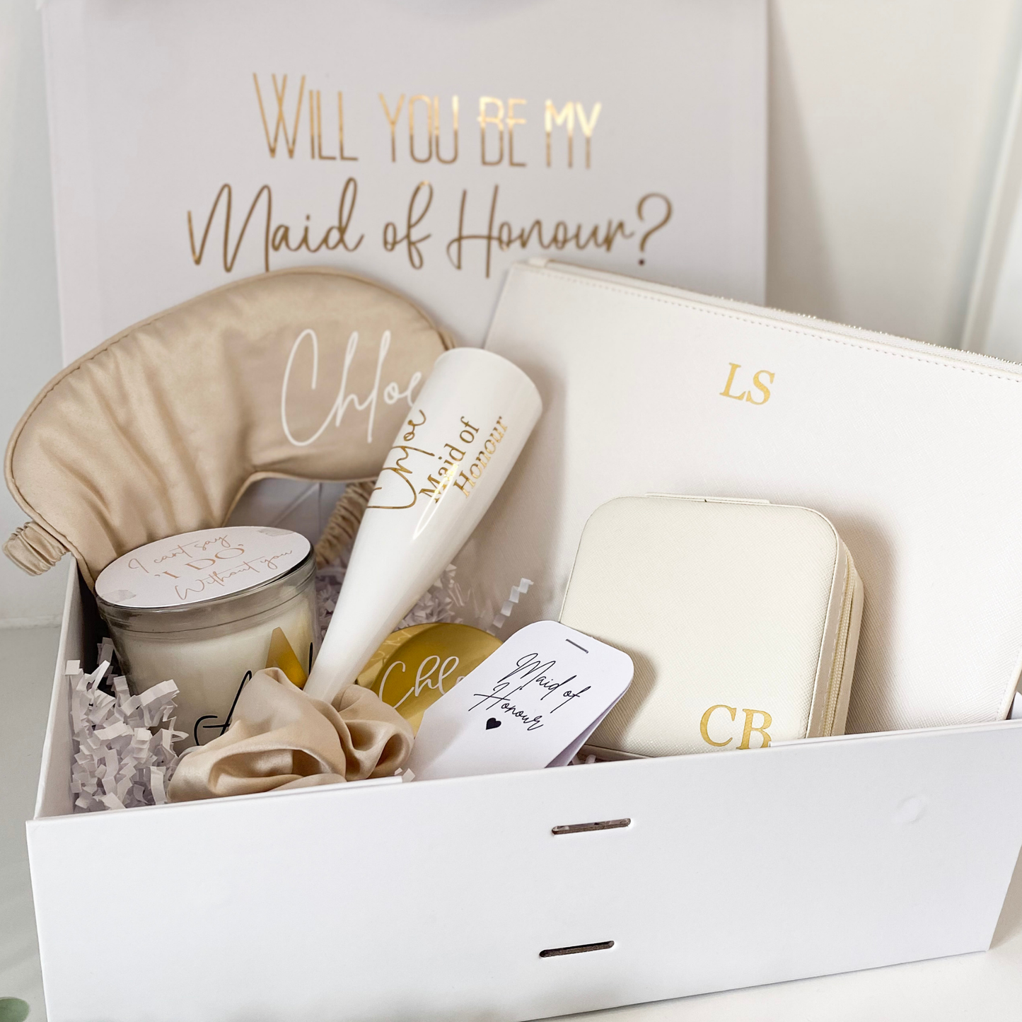 Bridal party gift bag/box set - Champagne Gold