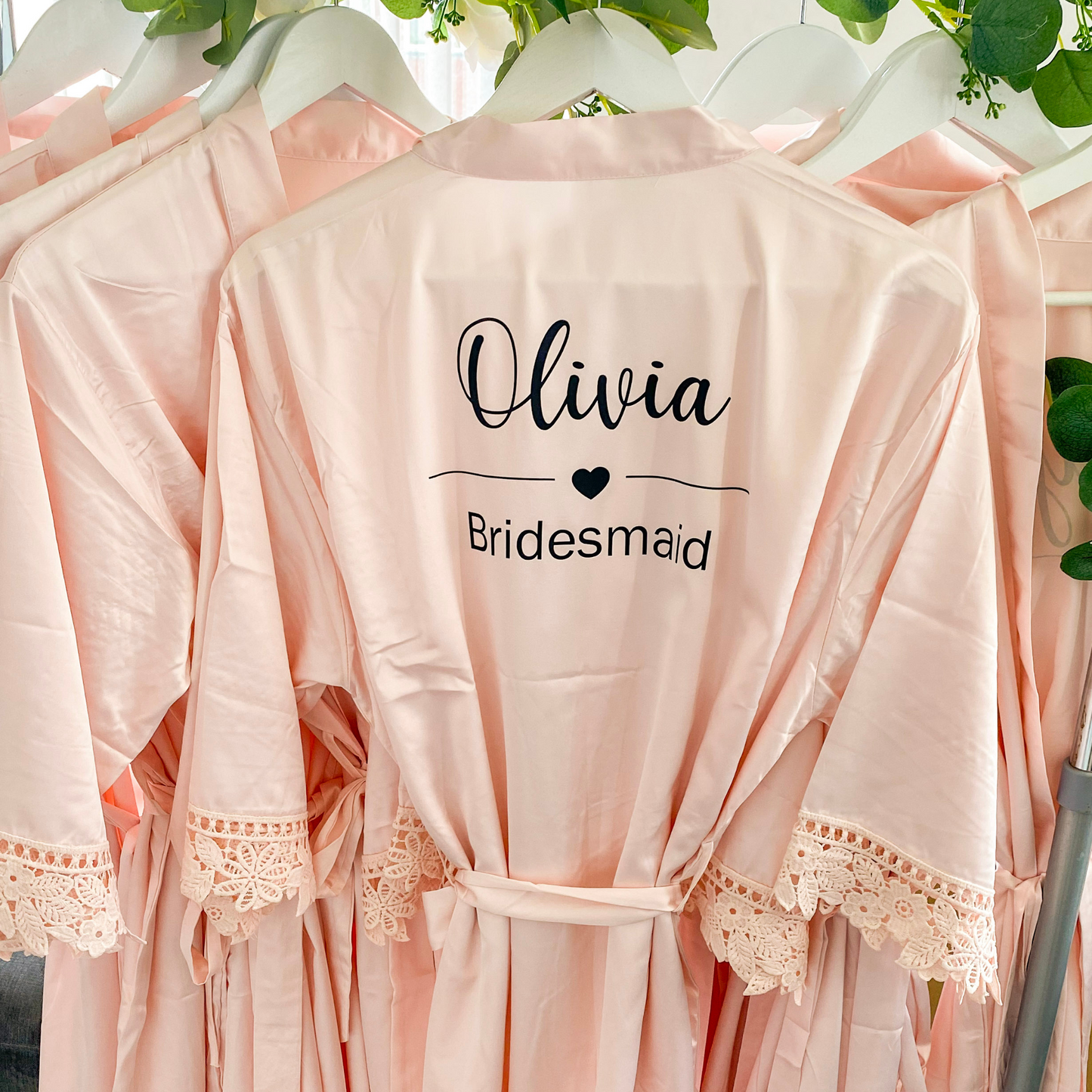 Bridal Party Robe with heart - Blush