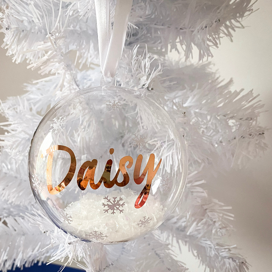 Personalised snow filled bauble