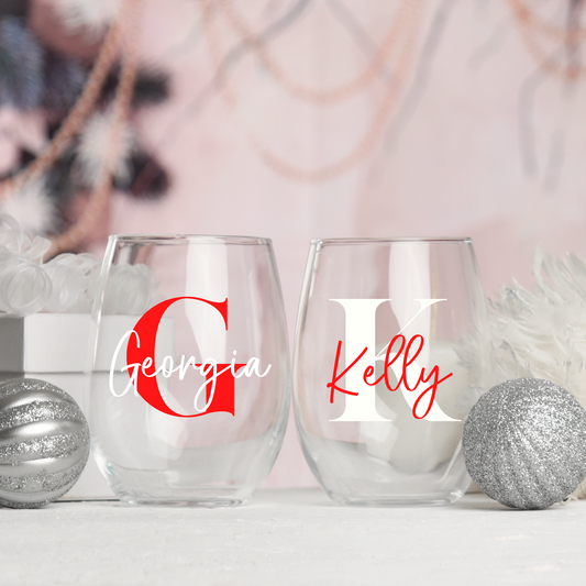 Personalised Stemless Wine Glass