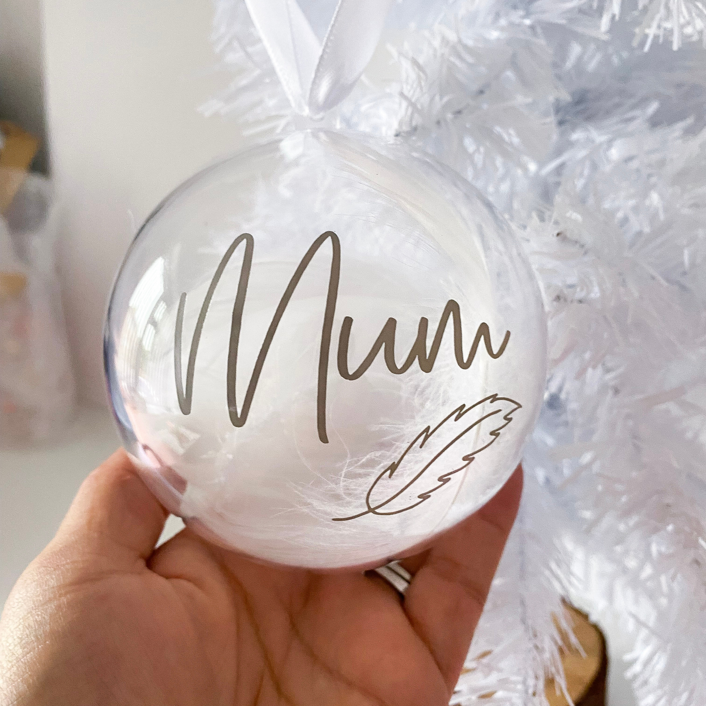 Personalised Large Memorial Bauble - with feathers