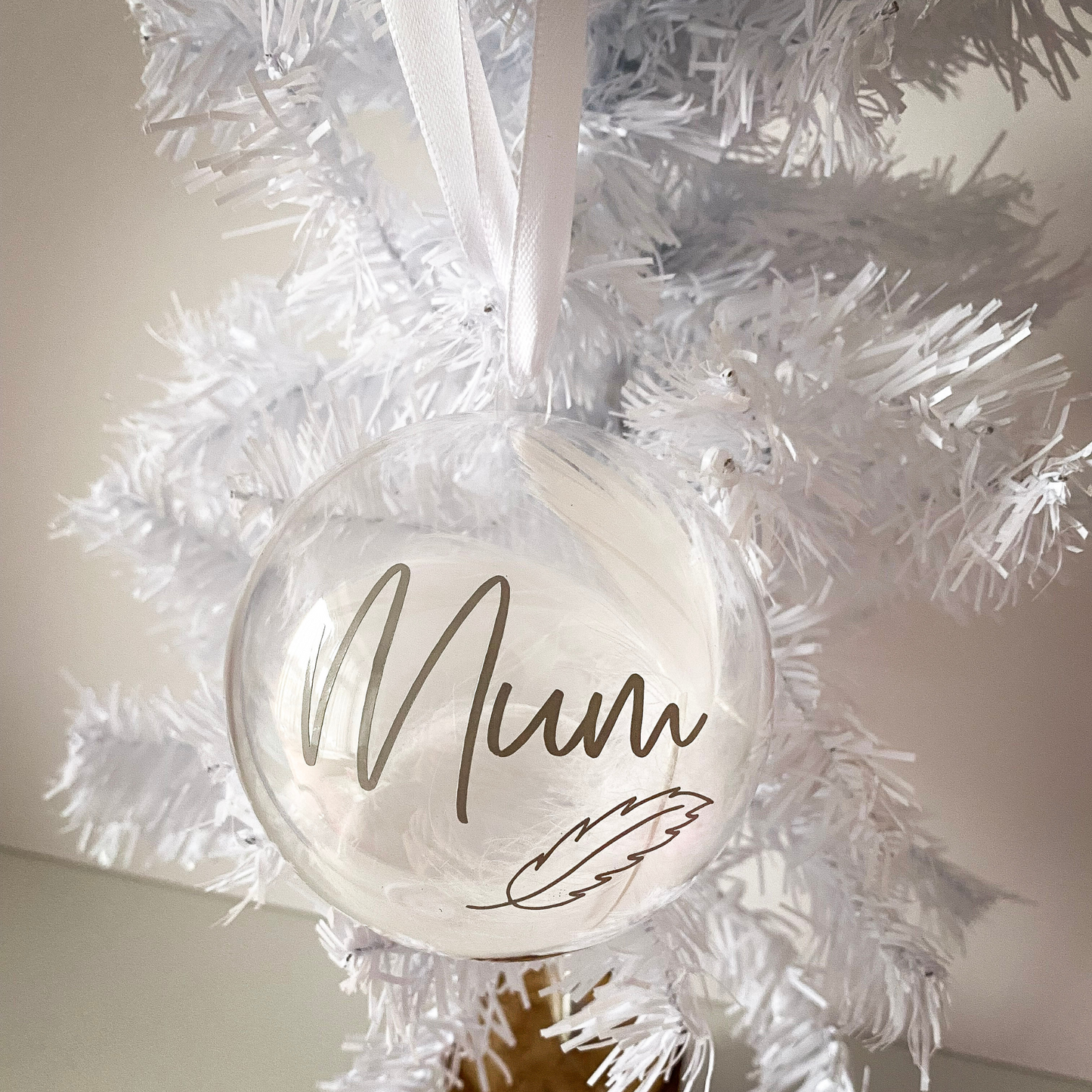 Personalised Large Memorial Bauble - with feathers