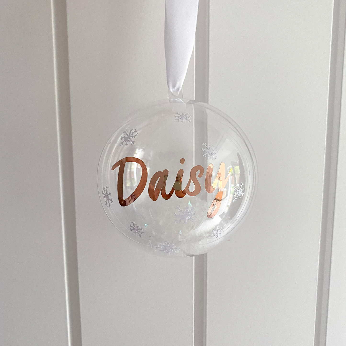 Personalised snow filled bauble