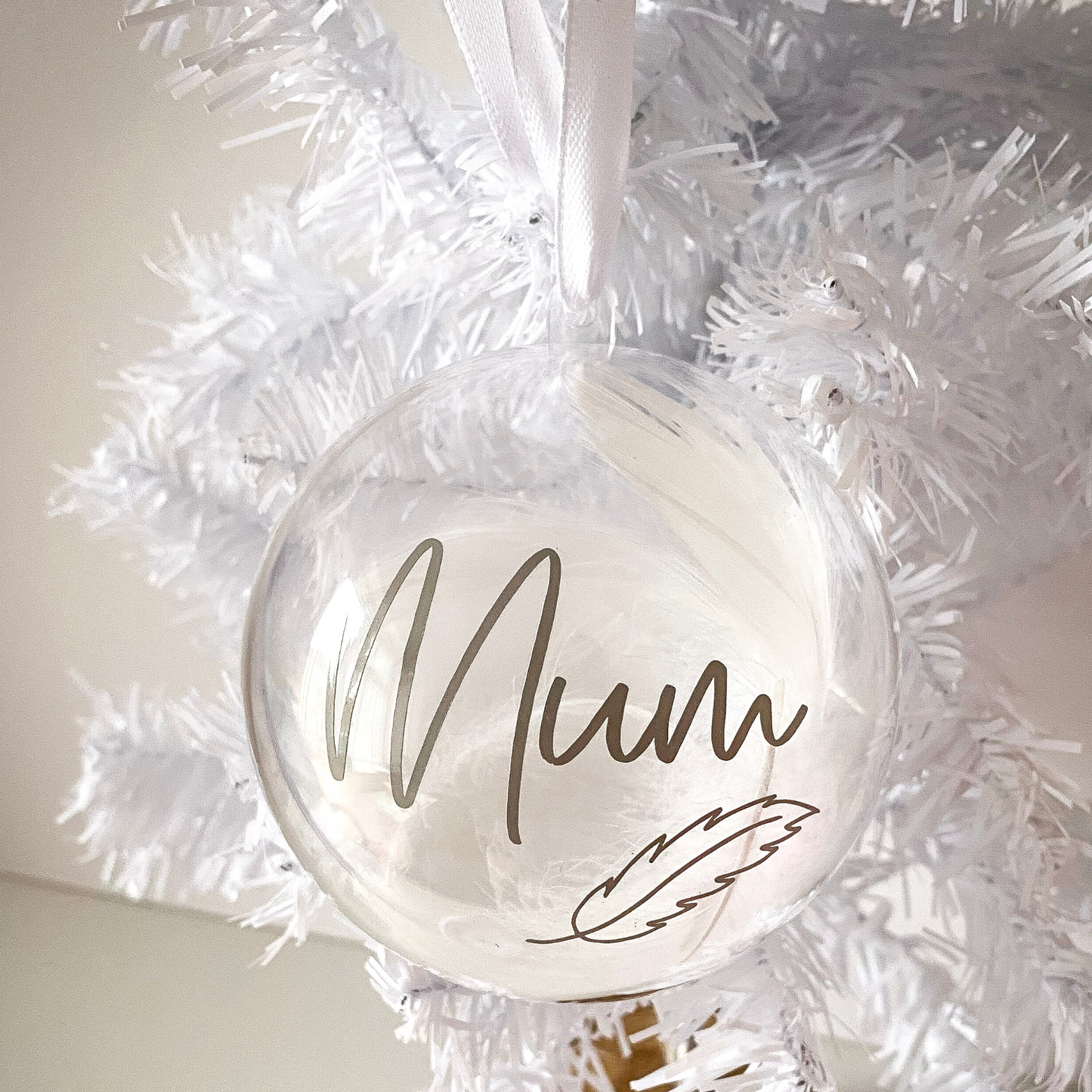 Personalised Large Memorial Bauble - with feathers