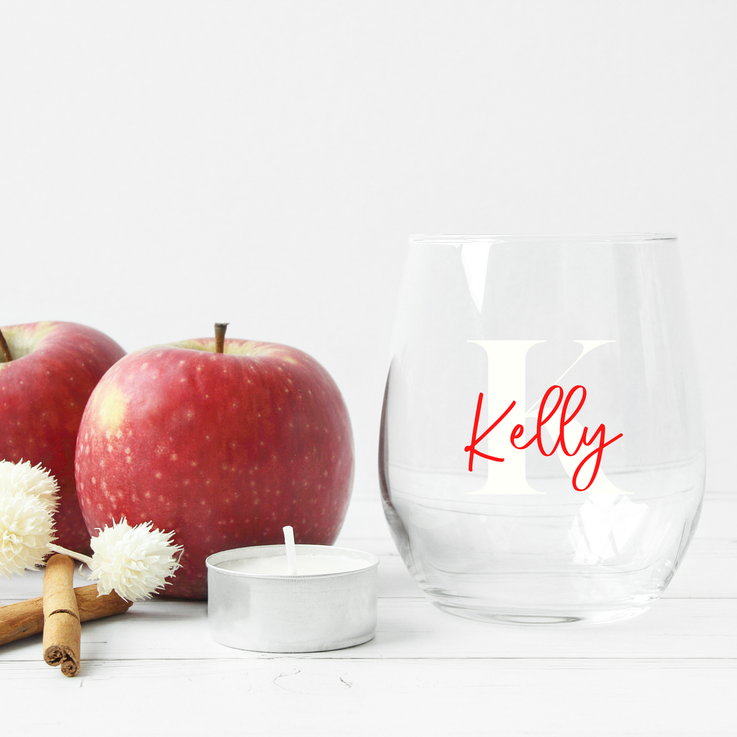 Personalised Stemless Wine Glass