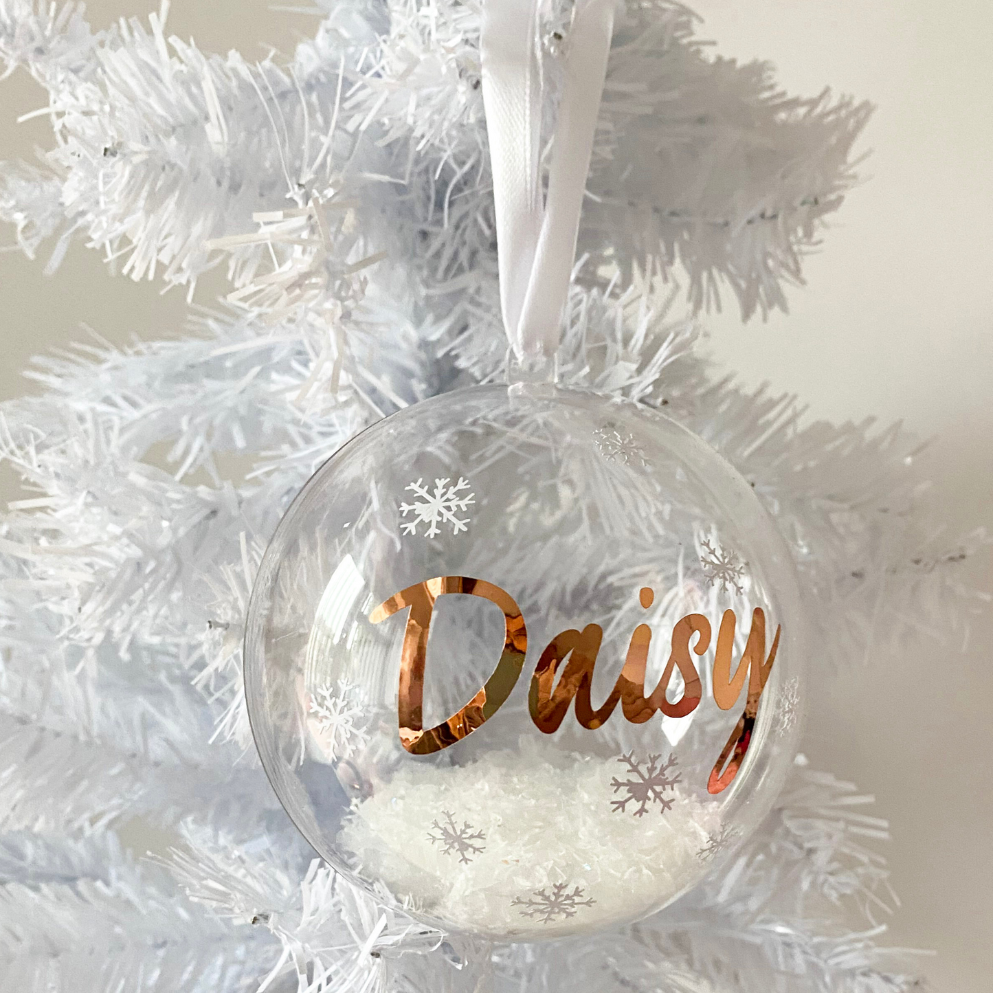 Personalised snow filled bauble