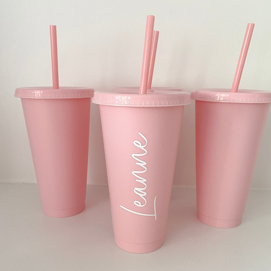 Personalised Pink Cold Cup